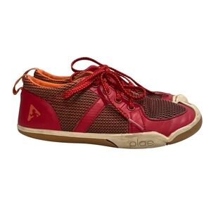 Plae Miles Sneakers Kids 13.5 Red Orange Mesh Leather Low Top Athletic School